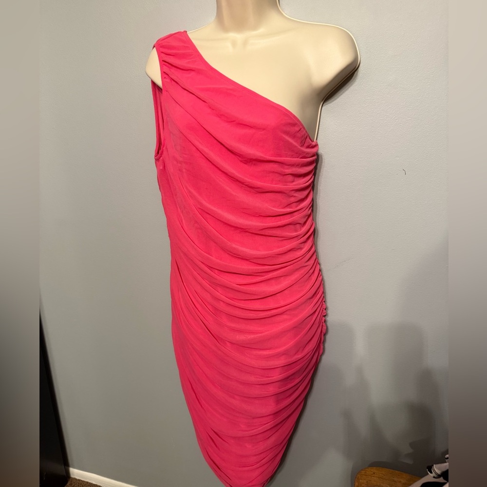 NWT Pretty Garden Elegant Pink One-Shoulder Dress Size Large